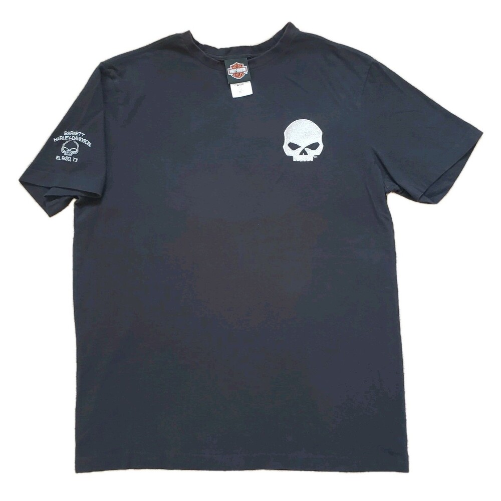 2013 Harley Davidson El Paso Skull Size Large Mens Black 2 Sided T-Shirt Texas